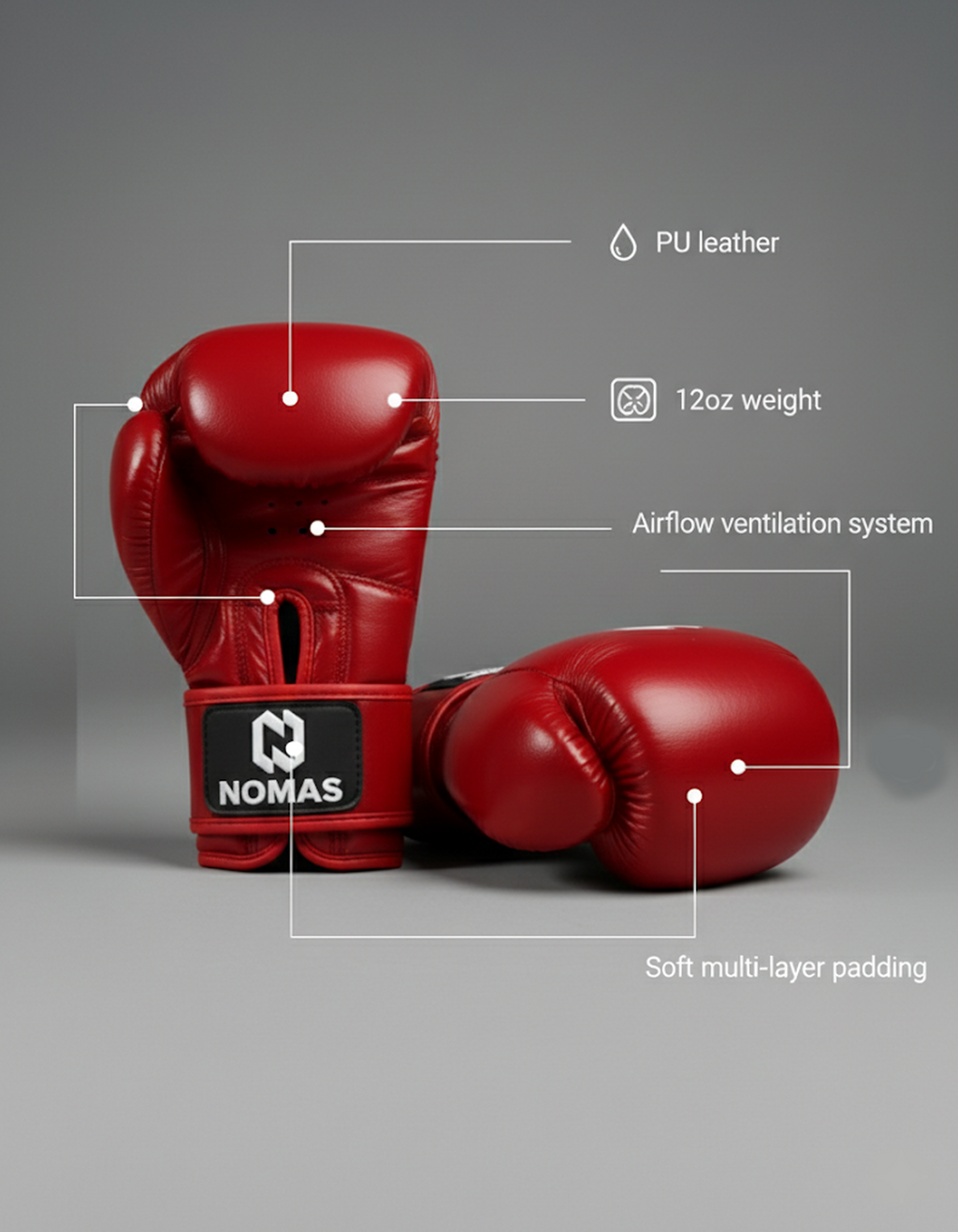 Boxing Gloves PU Training 12 oz