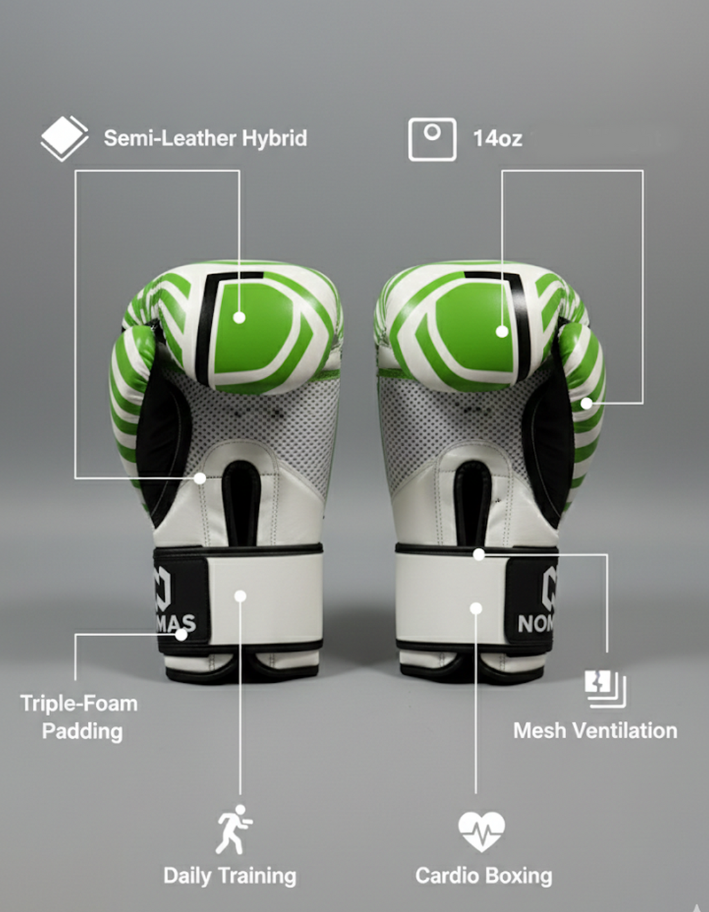 Boxing Gloves Semi Leather Hybird 14 oz