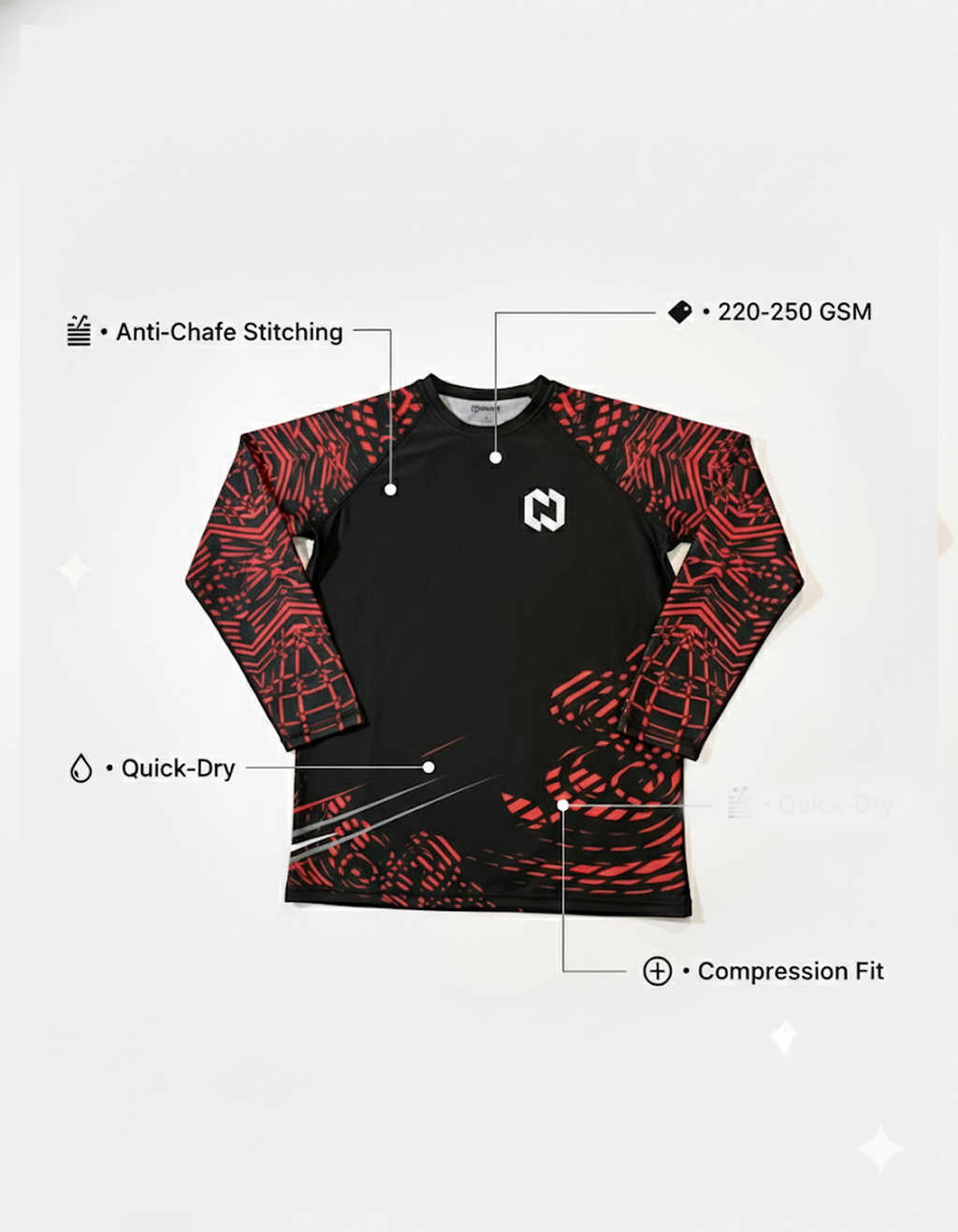MMA Rash Guards Full Sleeve 220-250 gsm