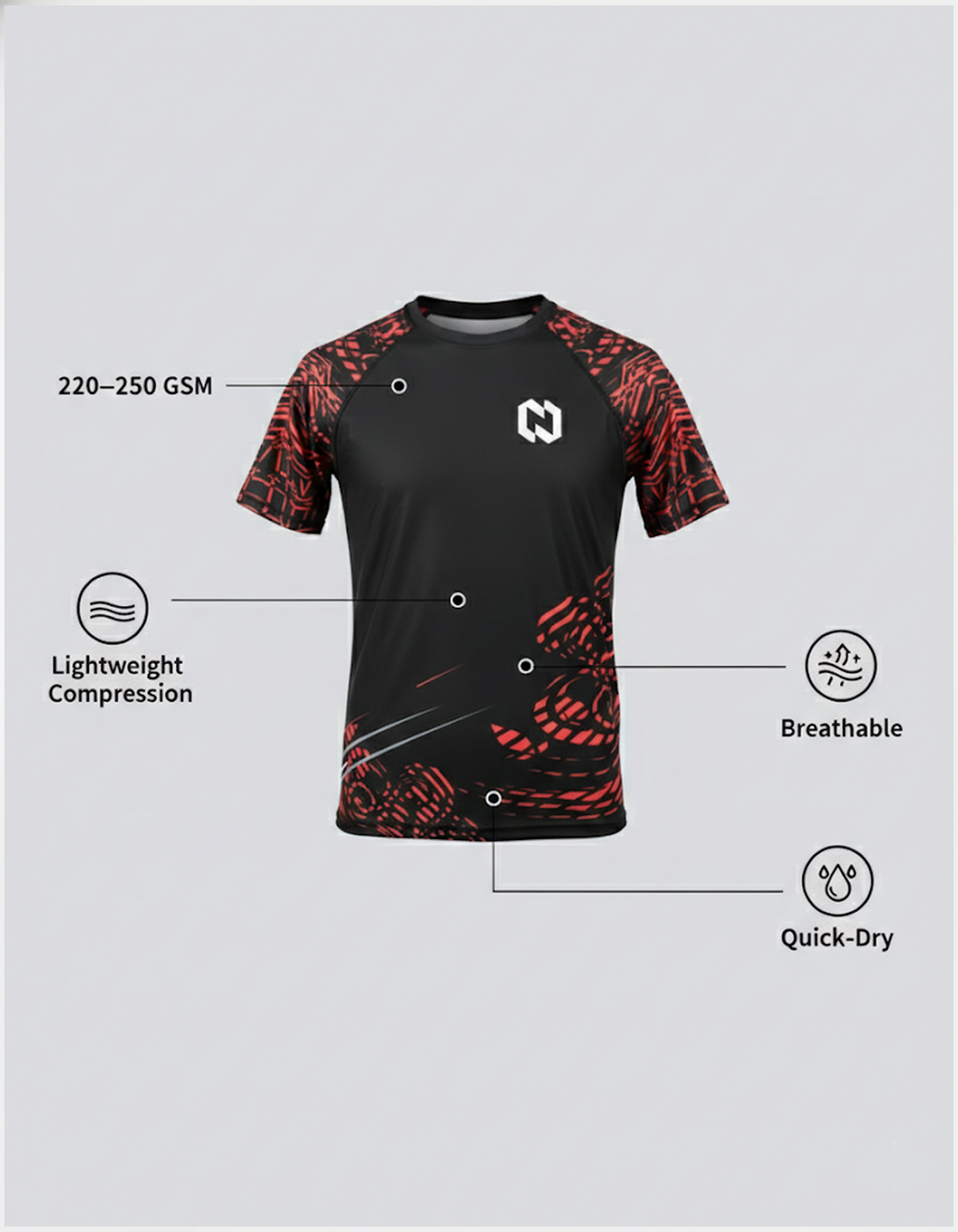 MMA Rash Guards Short Sleeve 220-250 gsm