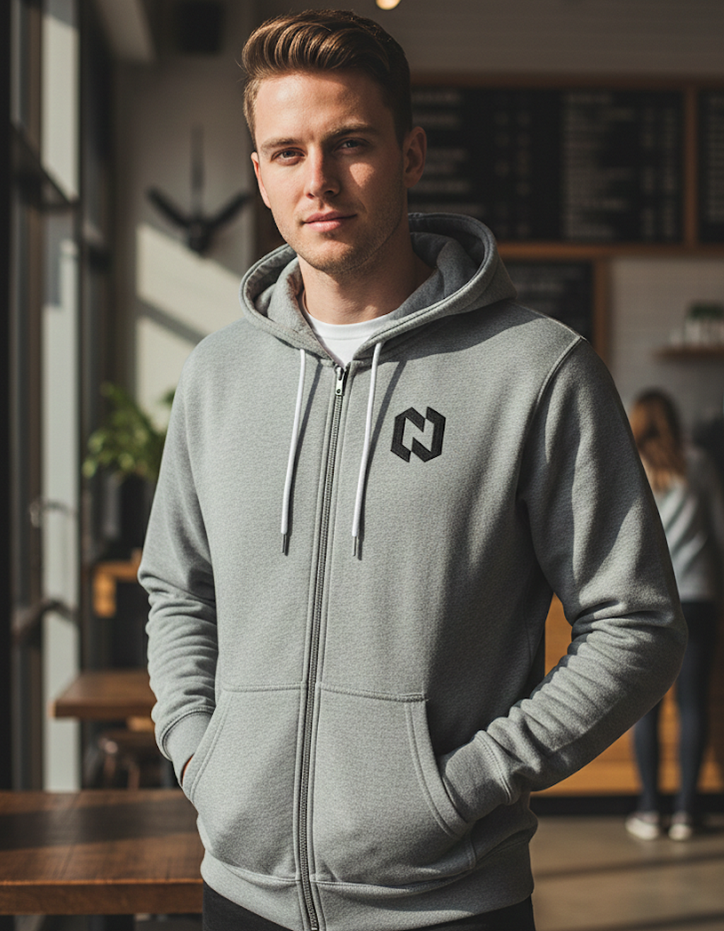Zipper Hoodie Grey 350gsm