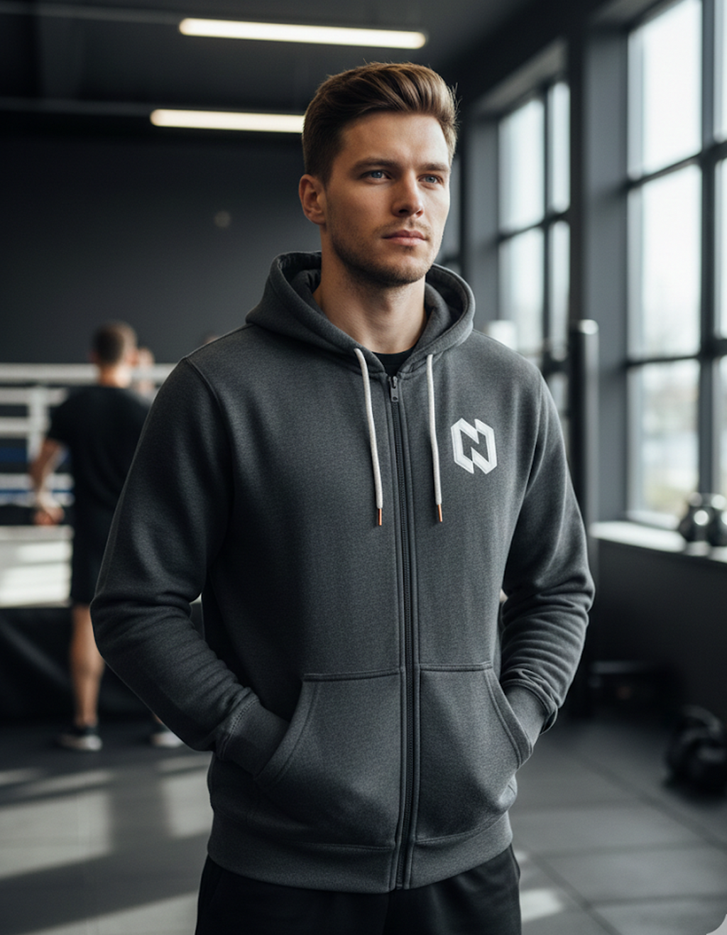 Zipper Hoodie Charcoal 350gsm